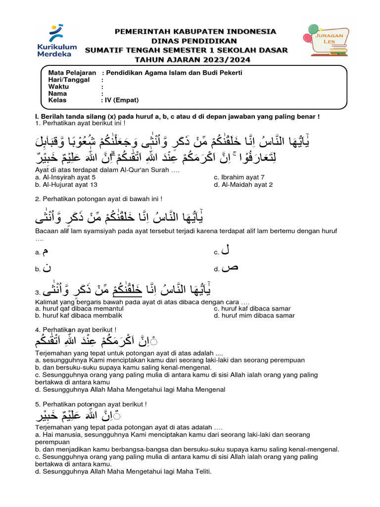 10 Rahasia Nilai Sempurna Pakai Bank Soal Agama Islam Kelas 4 SD Semester 2 Terbaru 2026