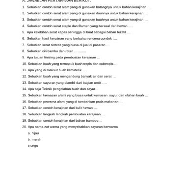7 Soal Prakarya Kelas 7 Semester 1 Paling Sering Muncul di Ujian Kurikulum Merdeka 2026