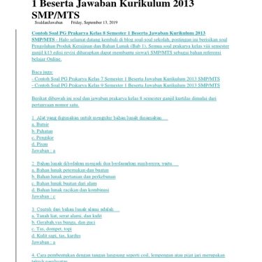Terbukti Ampuh: 7 Modul Soal PAS Prakarya Kelas 8 Semester 1 Kurikulum 2013 Wajib Kamu Kuasai