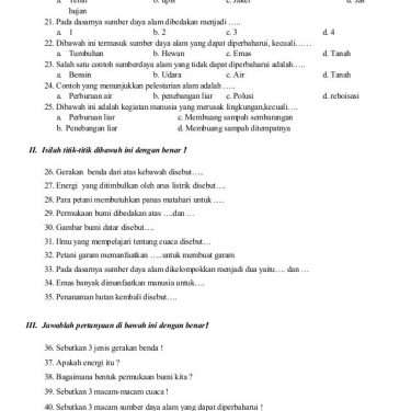 Wajib Tahu! 5 Lembar Kerja Soal IPA Kelas 3 SD Semester 1 PDF Siap Cetak