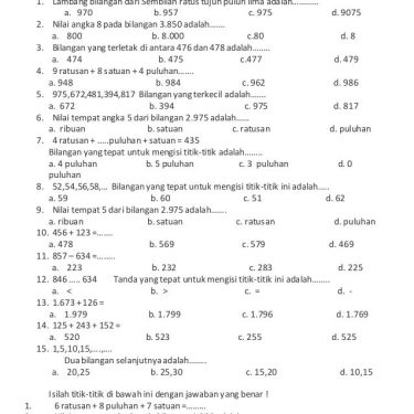 Wajib Tahu Soal Matematika Kelas 3 SD Semester 1 PDF Terbaru 2026