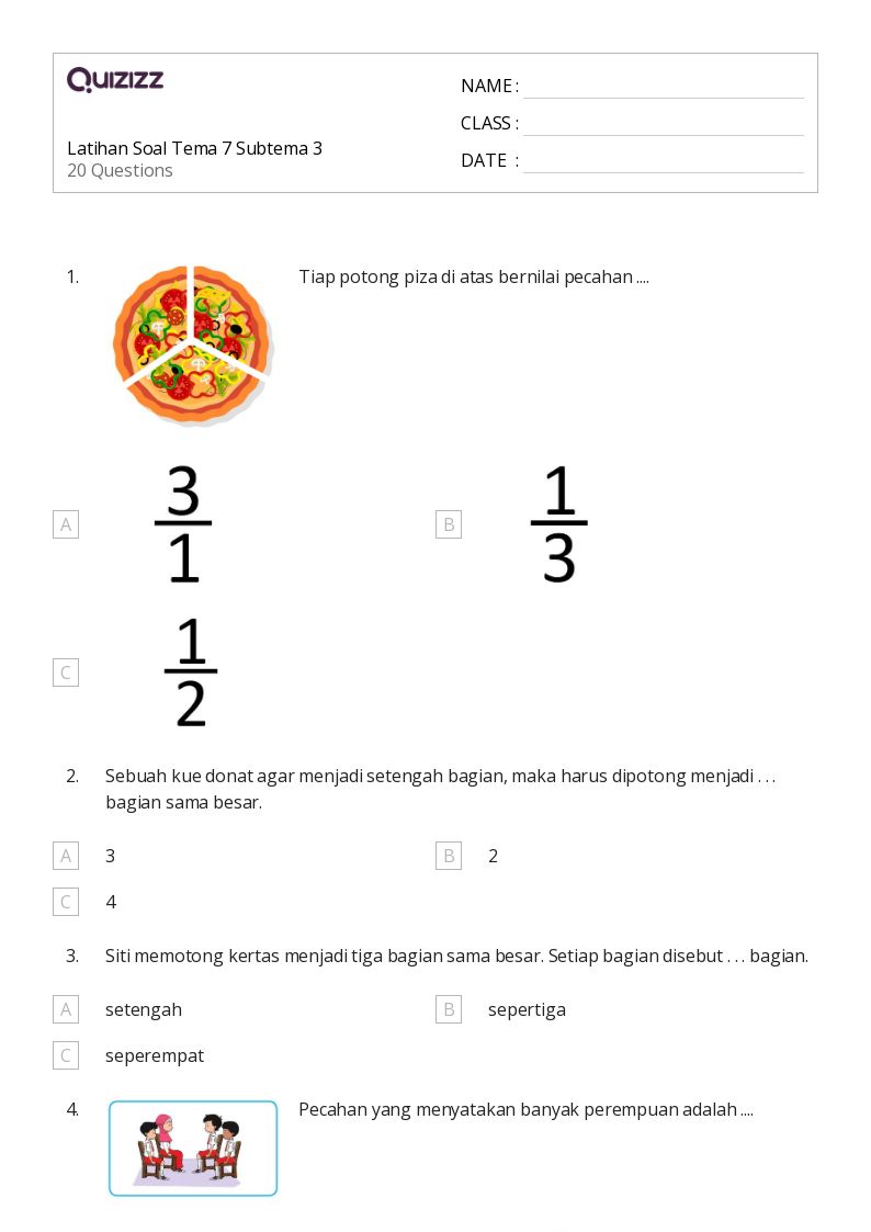 bang soal kelas 2 tema 2 subtema 3 dan 4