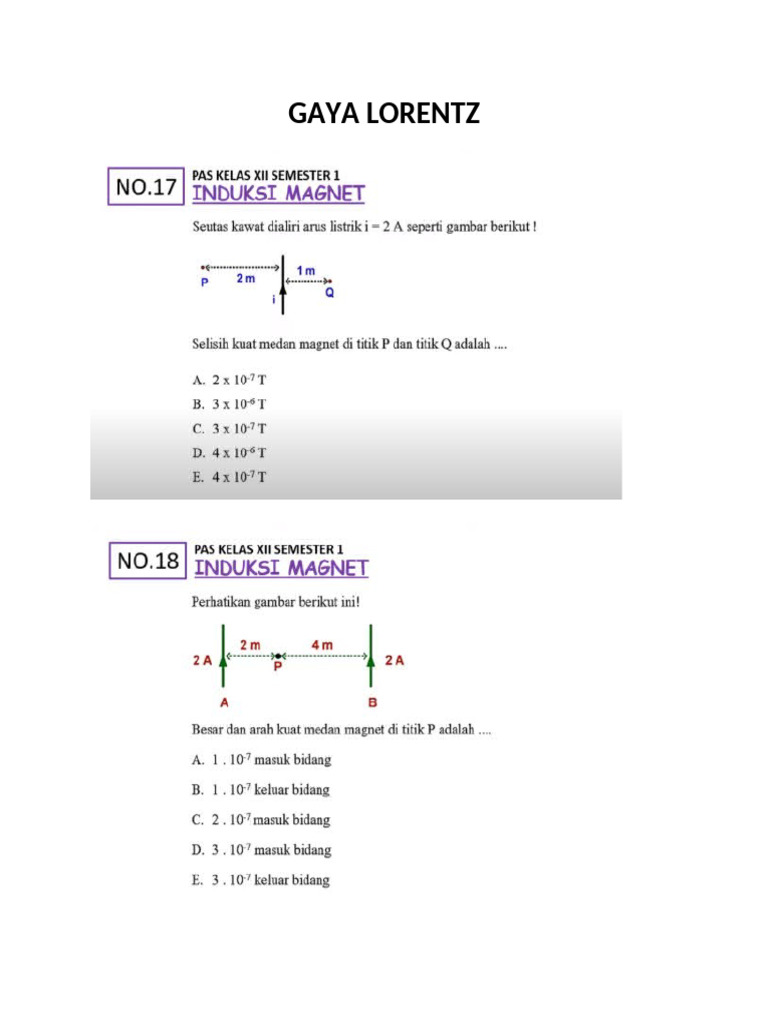 Soal Gaya Lorentz PDF Soal Gaya Lorentz PDF