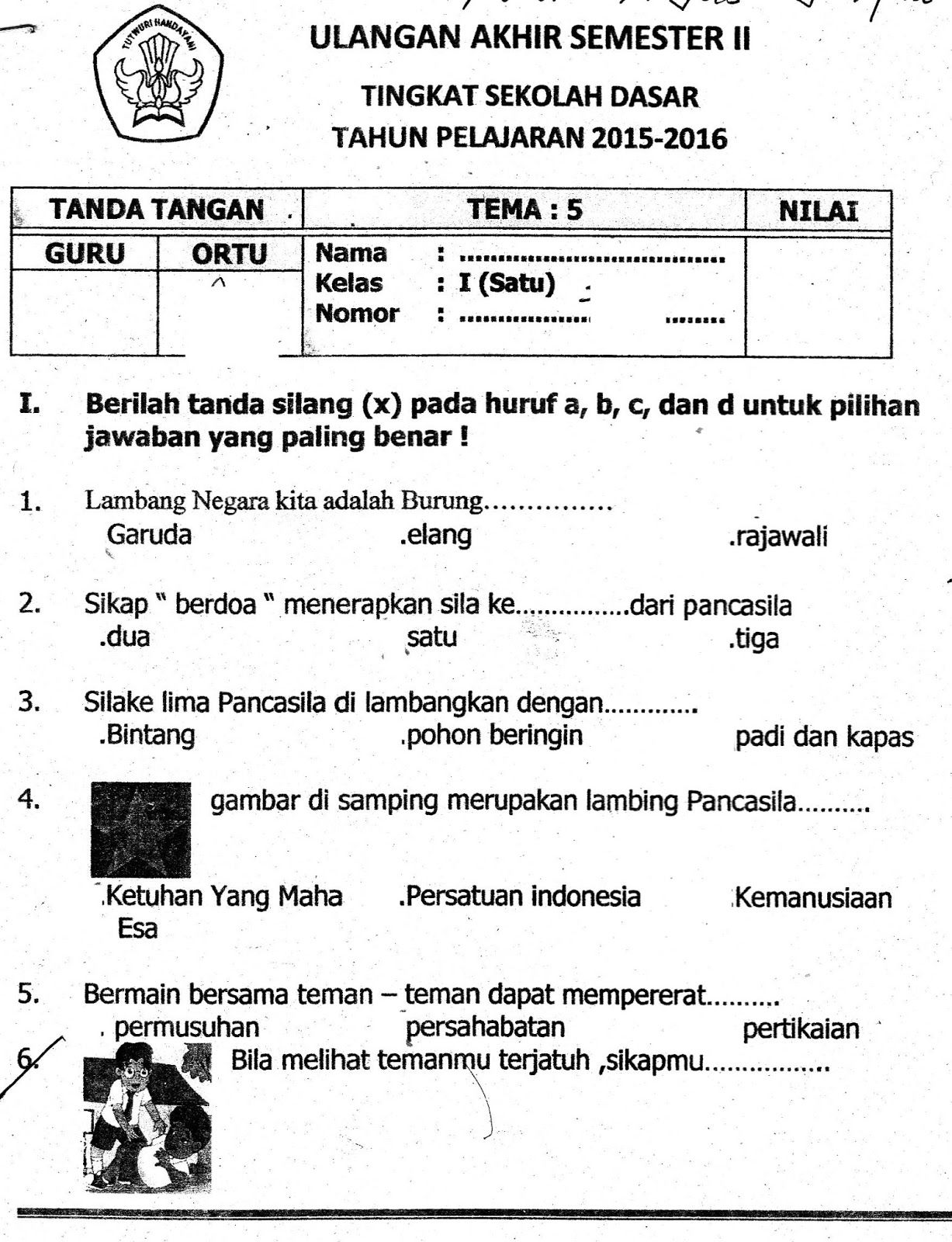 Menyongsong Keselamatan Sejak Dini Contoh Soal Ulangan Harian K3 Kelas
