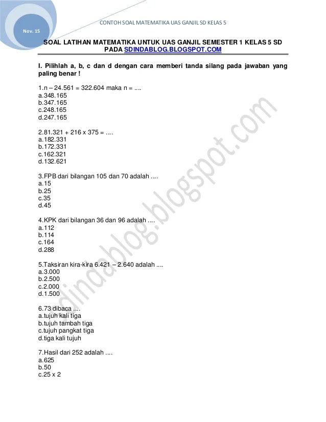 Soal Uas Ipa Semester 1 Kelas 6 Sd Tahun 2015 newhairstylesformen2014