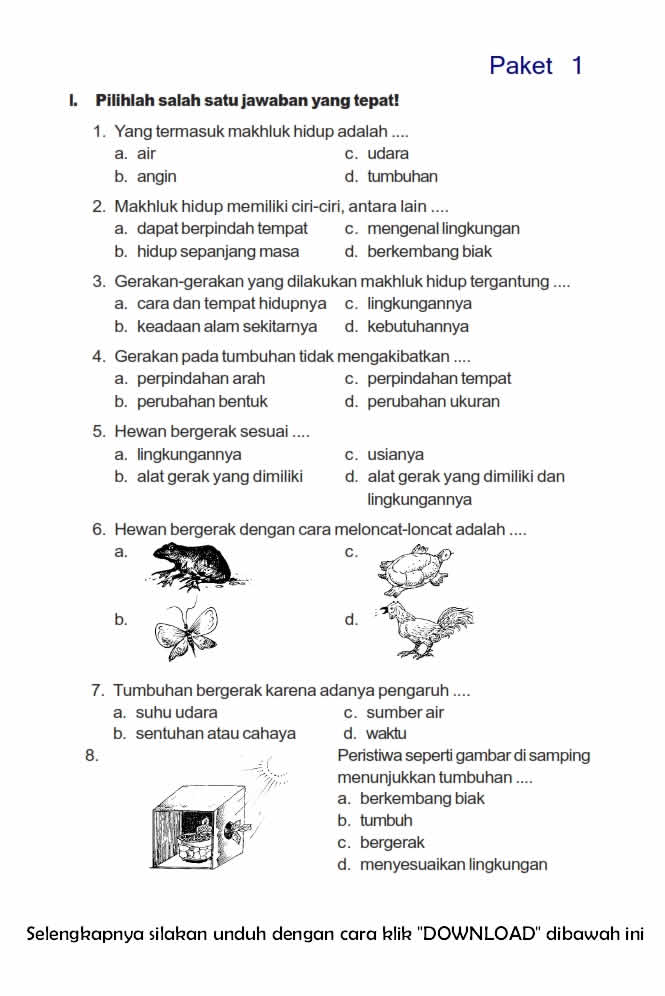 Akhirnya Ada Contoh Soal Ulangan Harian IPA Kelas 3 SD Bab 1 Siap Cetak Gratis