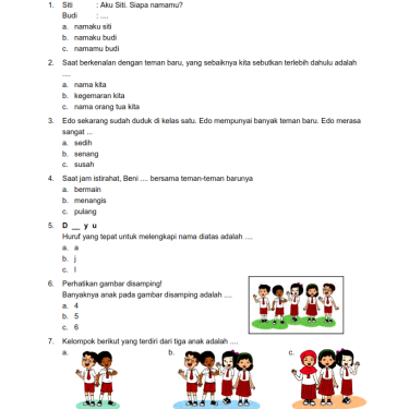 Ternyata Ini Dia Contoh Soal Ulangan Harian Kelas 1 Tema 3 yang Wajib Diketahui