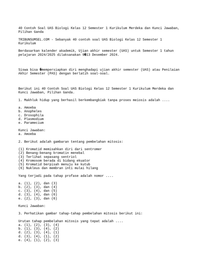 7 Contoh Soal TAS Semester 1 Biologi Kelas 12 yang Wajib Kamu Kuasai Sebelum Ujian