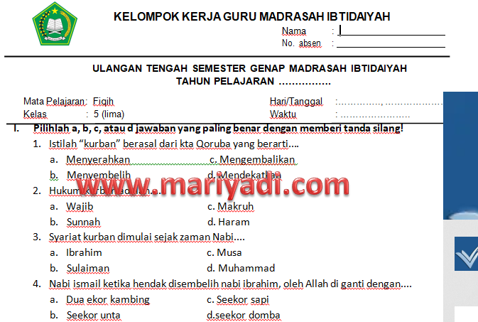 Contoh Soal Ulangan Fikih Semester 2 Kelas 3 MI: 7 Soal Pilihan Ganda yang Wajib Dikuasai Sebelum Ujian