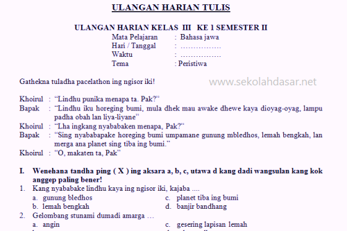 Contoh Soal Ulangan Harian Bahasa Jawa Kelas 3 Semester 2 Ternyata Semudah Ini Jika Tahu 7 Trik Jitu
