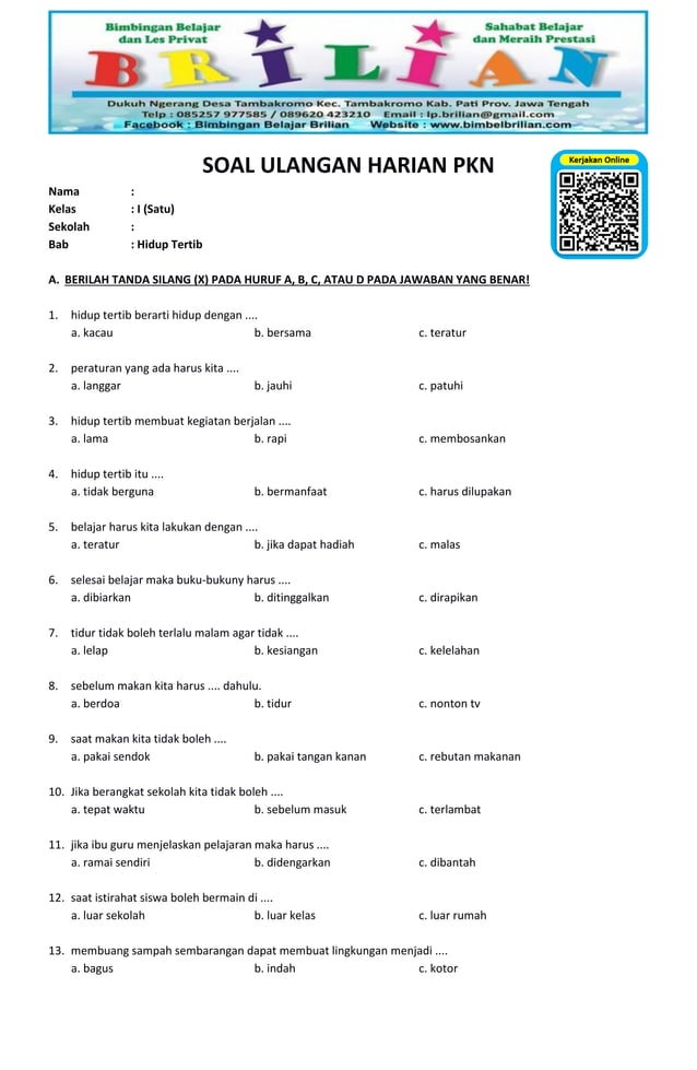Contoh Soal Ulangan Harian Kelas 3 Tematik Words: 7 Bocoran Arane Wit yang Wajib Dikuasai Siswa Sebelum Ujian