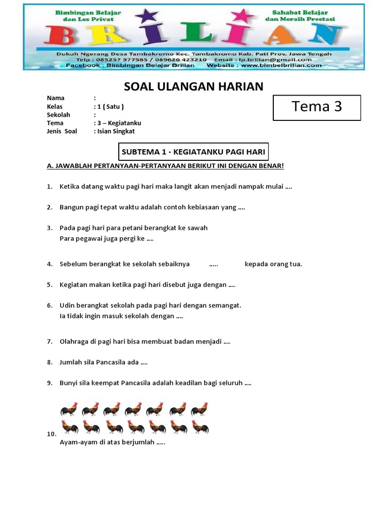 Terbukti 5 Cara Siapkan contoh soal ulangan harian kelas 3 sd jenis pekerjaan Anak Paham