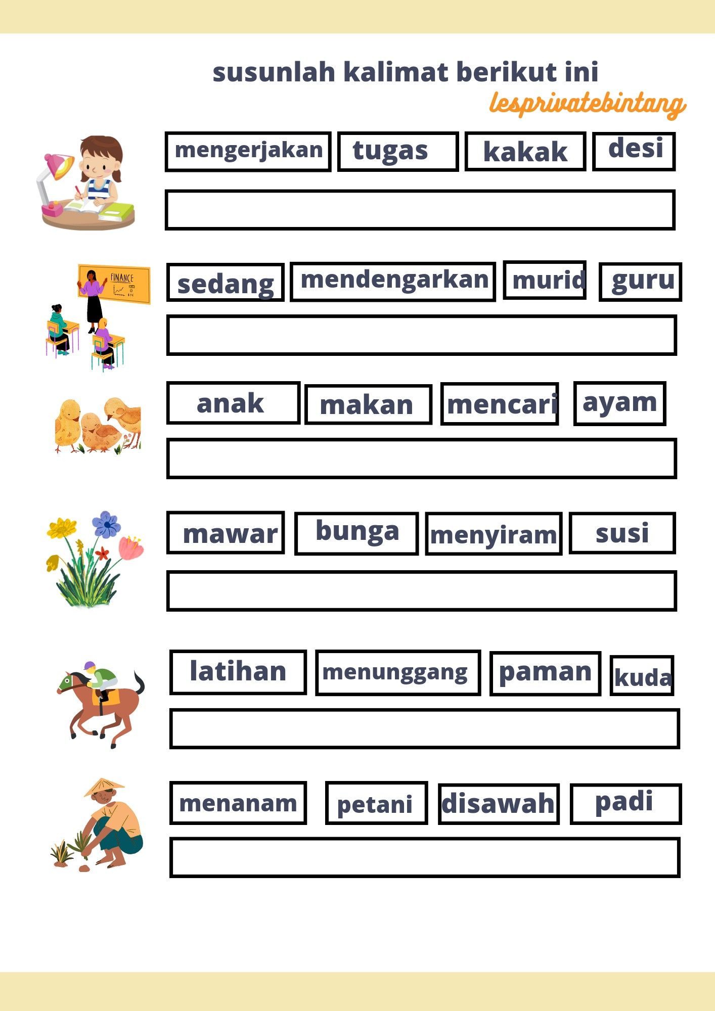 Terbukti! 5 Contoh Soal Susun Kalimat dalam Cerita Kelas 1 SD yang Bikin Anak Pintar