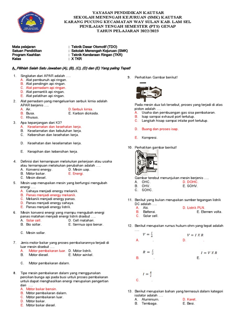 Soal PTS TDO Kelas 10 SMK 2022 2023 PDF Soal PTS TDO Kelas 10 SMK 2022 2023 PDF