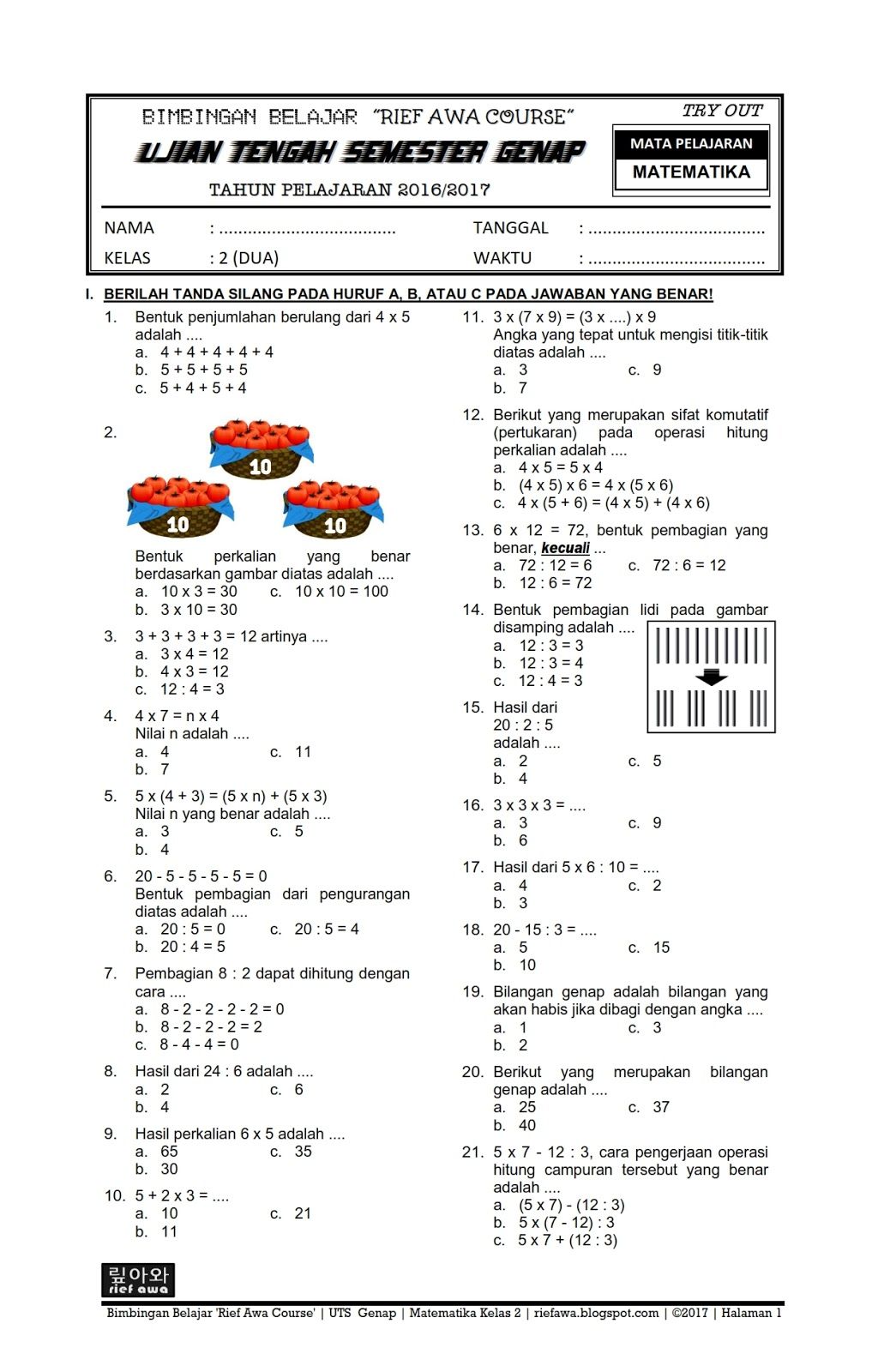 download soal ulangan akhir kelas 3 semester 2 ktsp