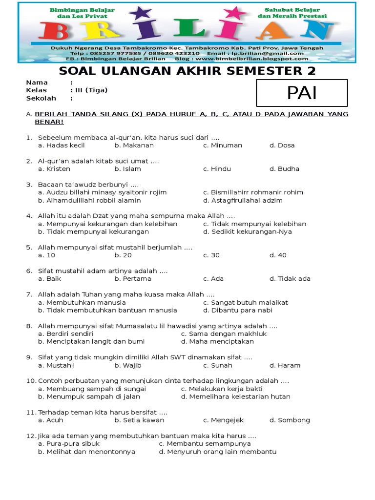 Ternyata Ini Pola Contoh Soal Ulangan Akhir Semester 2 Kelas 3 yang Sering Muncul, Wajib Dipelajari Sebelum Ujian