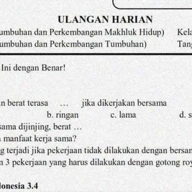 Wajib Tahu 5 Contoh Soal Ulangan Harian Kelas 3 Tema 1 Subtema 4 Beserta Kunci Jawaban yang Sering Muncul