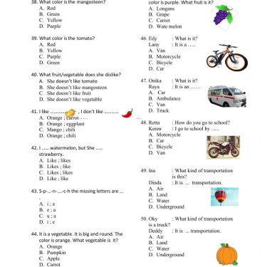 contoh soal ulangan bahasa inggris kelas 3 sd semester 1