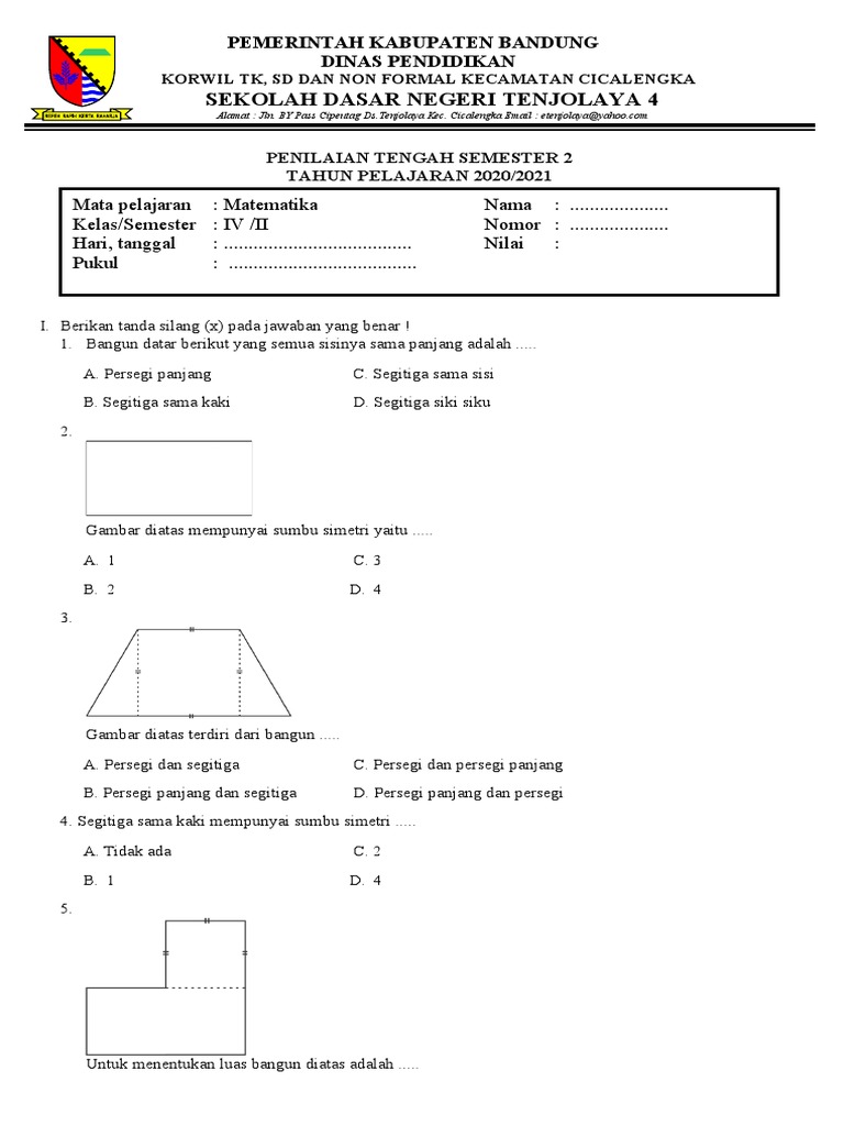 Rahasia Skor Sempurna Bocoran soal pts matematika kelas 4 sd k13 semester 2 Terbaru