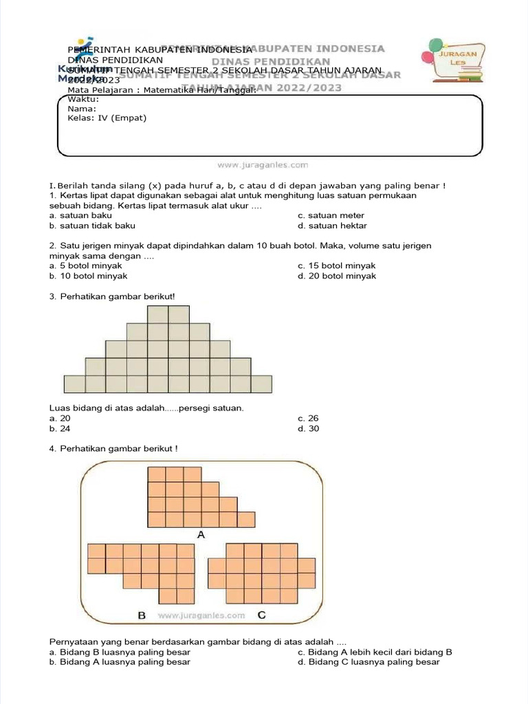 Wajib Tahu Bocoran Soal PTS Matematika Kelas 4 Semester 2 K13 Agar Nilai Maksimal