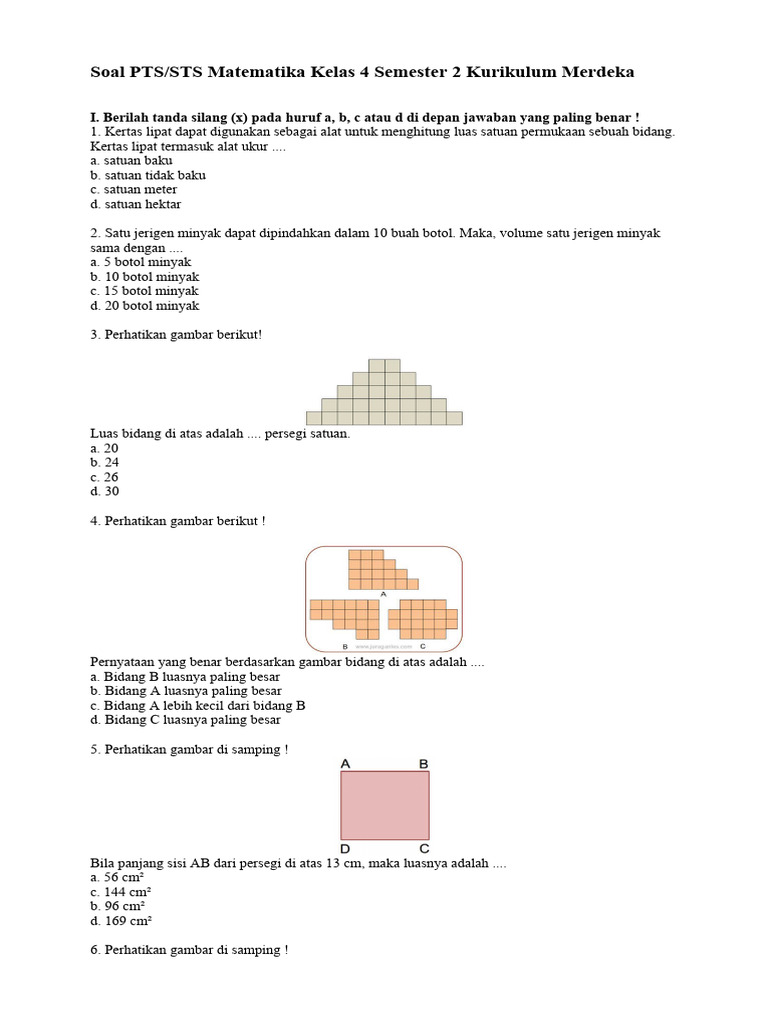 Wajib Tahu! Ini Kumpulan Soal PTS Matematika Kelas 4 Semester 2 Kurikulum 2013 Terbaru